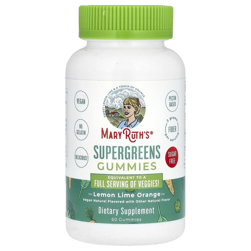 Supergreens Gummies, Sugar Free, Lemon Lime Orange, 60 Gummies