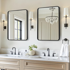 Matte Black Bathroom Mirrors 2-Pack 22x30, Rustproof, HD Glass Clarity