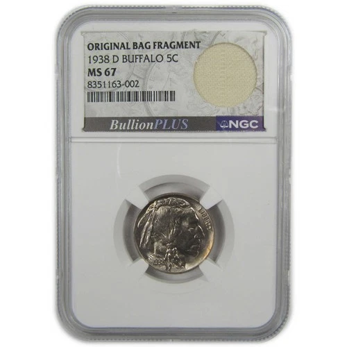 1938 D Indian Head Buffalo Nickel MS 67 NGC Bag Fragment SKU:I20545
