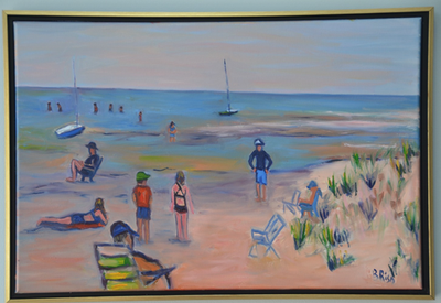 #ad #ad Beth Riso Fine Art Oil Painting A Day at the Beach Linnell Landing Cape Cod $745.00
