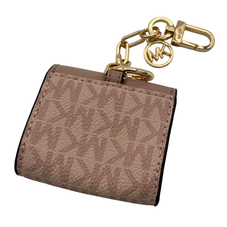 Michael Kors Signature MK Monograma Airpods Estuche Llavero Oro Rosa Bolso Dije Foto 2 de 4