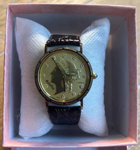 VTG Dufonte by Lucien Piccard Womens Liberty Coin Dial 33mm Watch | #SYD