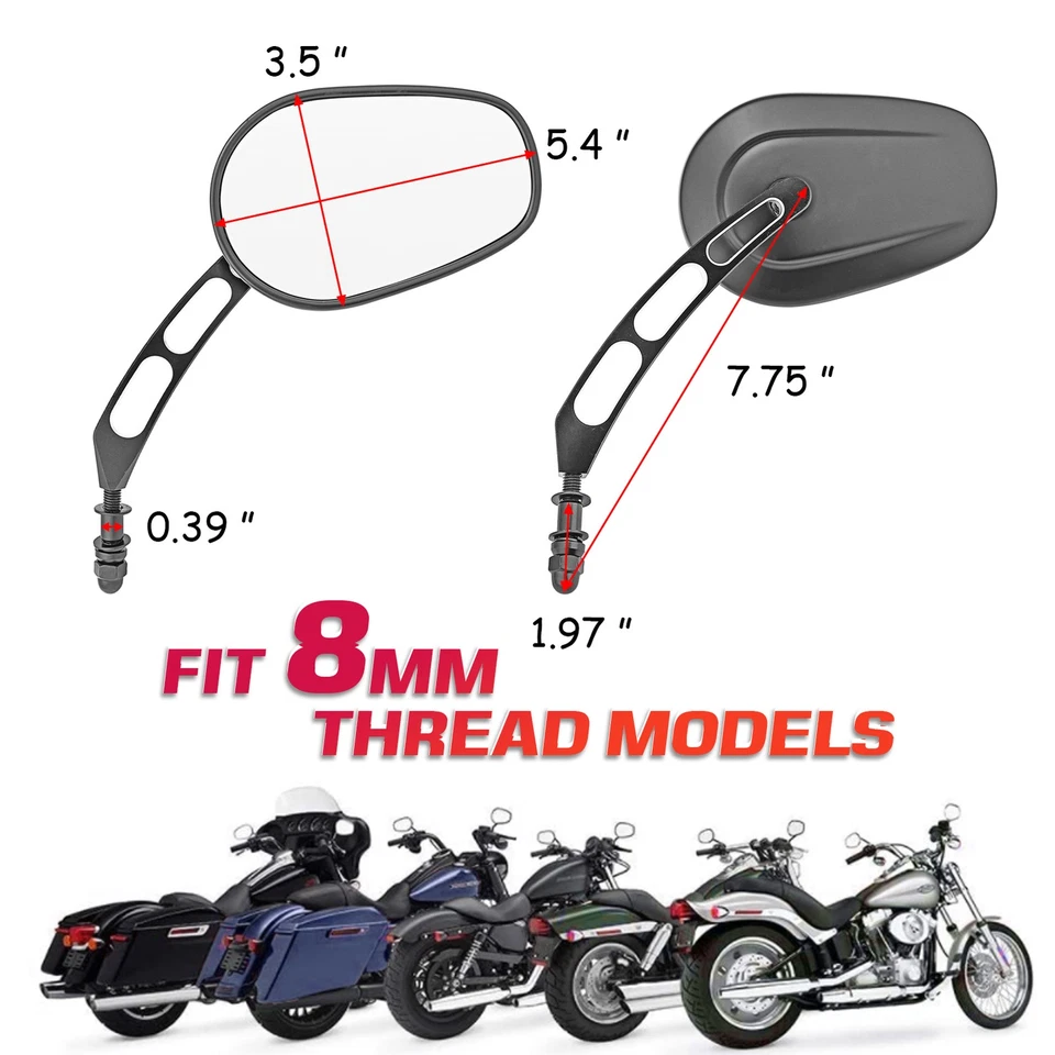 Espejos retrovisores negros aptos para Harley Touring Street Road Glide Sportster 1200 Foto 3 de 4