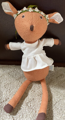 hazel village plush doll Phoebe Fawn flower  Hand Made Love Animal EUC #1180