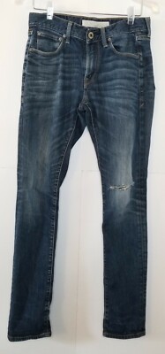 Express Super Skinny Fit Alec Blue Jeans Men's 29 X 32 Whiskered Slight  Distress