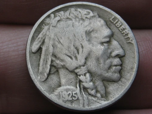 1925 P Buffalo Nickel 5 Cent Piece- Philadelphia, Partial Horn, Fine/VF Details