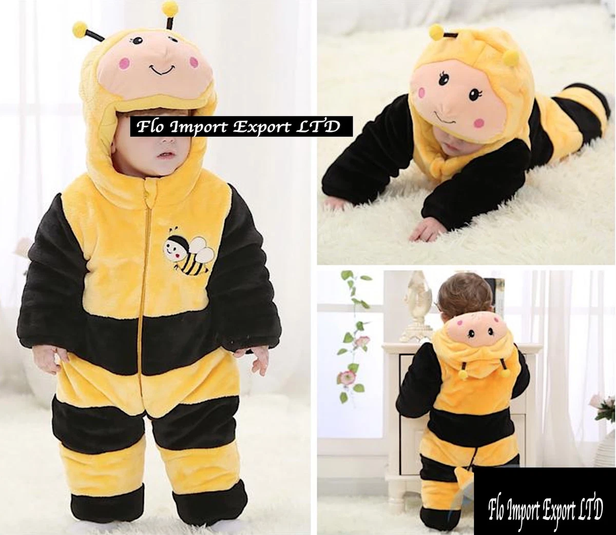 Ape Costume Carnevale Calda Tuta Bambina Bee Baby Costume Onesie BEE01