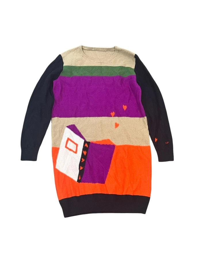 SONIA RYKIEL GIRLS SIZE 10 MULTI STRIPE LONG SLEEVE WOOL KNIT SWEATER DRESS - Image 2 of 4