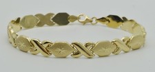 14K Real Yellow Gold "Hugs  Kisses" Bracelet 5.1 gram 7mm. wide