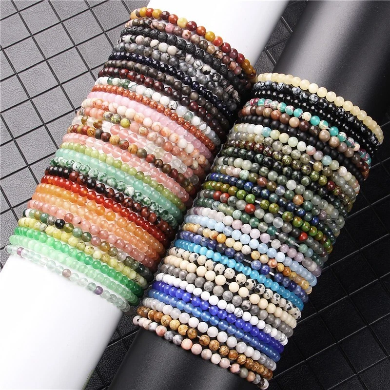 Wholesale Lots 15 Pcs Mix Gemstone Elasctic Rope Classic Natural Beads Bracelets - Image 3 of 4