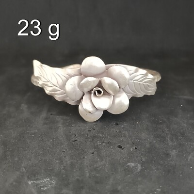 FINE SILVER BRACELET BANGLE CRAFT CUFF VINTAGE AFFORDABLE MINIMAL ROSE #RE12