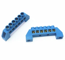 2Pcs 6 Hole Blue Screw Brass terminal block Earth And Neutral block