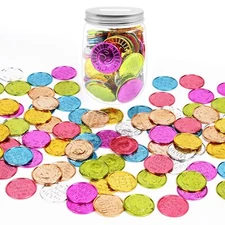 Mczxon 100 Pcs Caught Being Good Coins Tokens with Reward Jar Colorful Plasti...