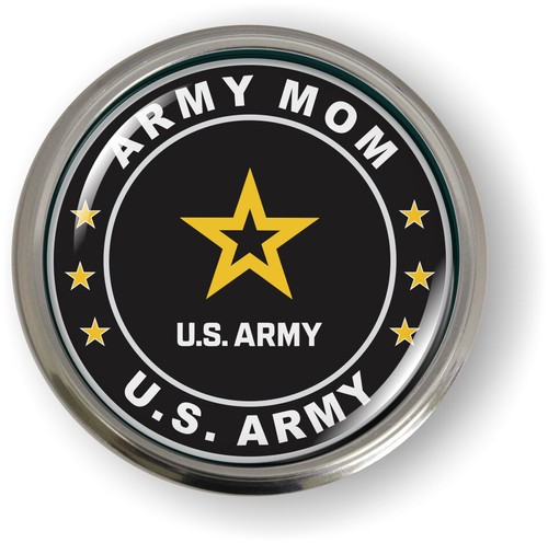 Emblem Car Sticker Badge Chrome ROUND Bezel - U.S. Army Mom - Foto 13 di 17