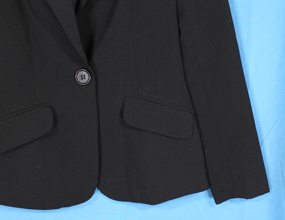 TRINA TURK Negro GABARDINA Bolsillos con Solapa 1 Botón Cónico BLAZER/CHAQUETA Talla 8 Foto 3 de 4