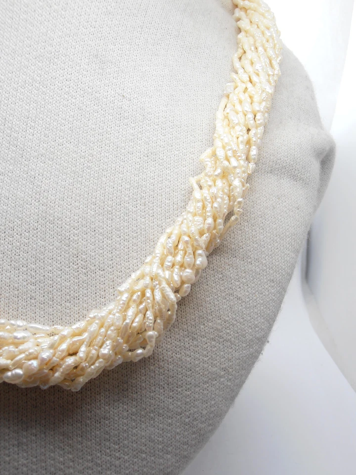 Collana Torchon di Perle d'acqua dolce naturali e Argento 925 - Girocollo - Immagine 3 di 4