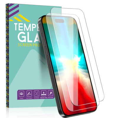 For iPhone 15 14 Pro Max 13 12 11 XR Full Cover Tempered Glass Screen Protector