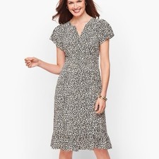 Talbots Leopard Animal Print Flutter Sleeve A Line Dress Size 10