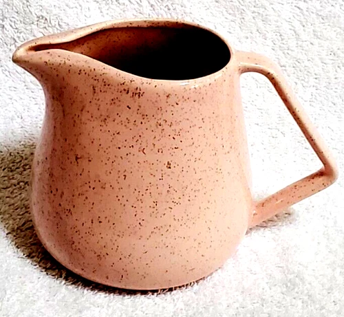 Early 🔥 MARKED MINT Bauer Vintage Pink Speckled Pitcher Art Deco Unique Style