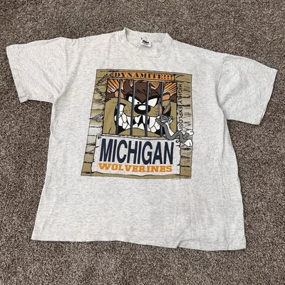 Vintage 90s Michigan Wolverines Looney Tunes Taz T-Shirt XL Basketball NCAA