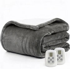 Queen Size Electric Heated Blanket with Dual Control and Auto-Off Feature