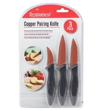 Bridgeland Copper Paring Knife 3 Pack No-Sharpening Stainless Steel Kitchen  L19