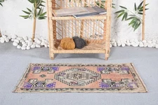 Decorative Rug, Southwestern Brown and Blue 1.5x2.8 ft