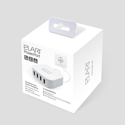 Elari 4-Port USB Ladegerät 4,8A Schnellladegerät für iPhone Android Tablet