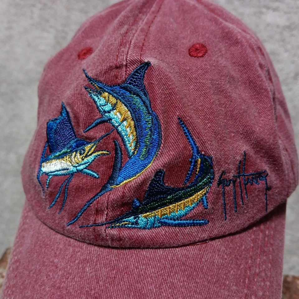 Gorra de colección Guy Harvey gorra larga correa trasera bordada marlín pesca Foto 4 de 4