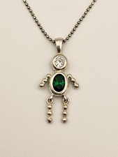 Sterling silver CZ boy birthstone pendant on 11.75" chain necklace