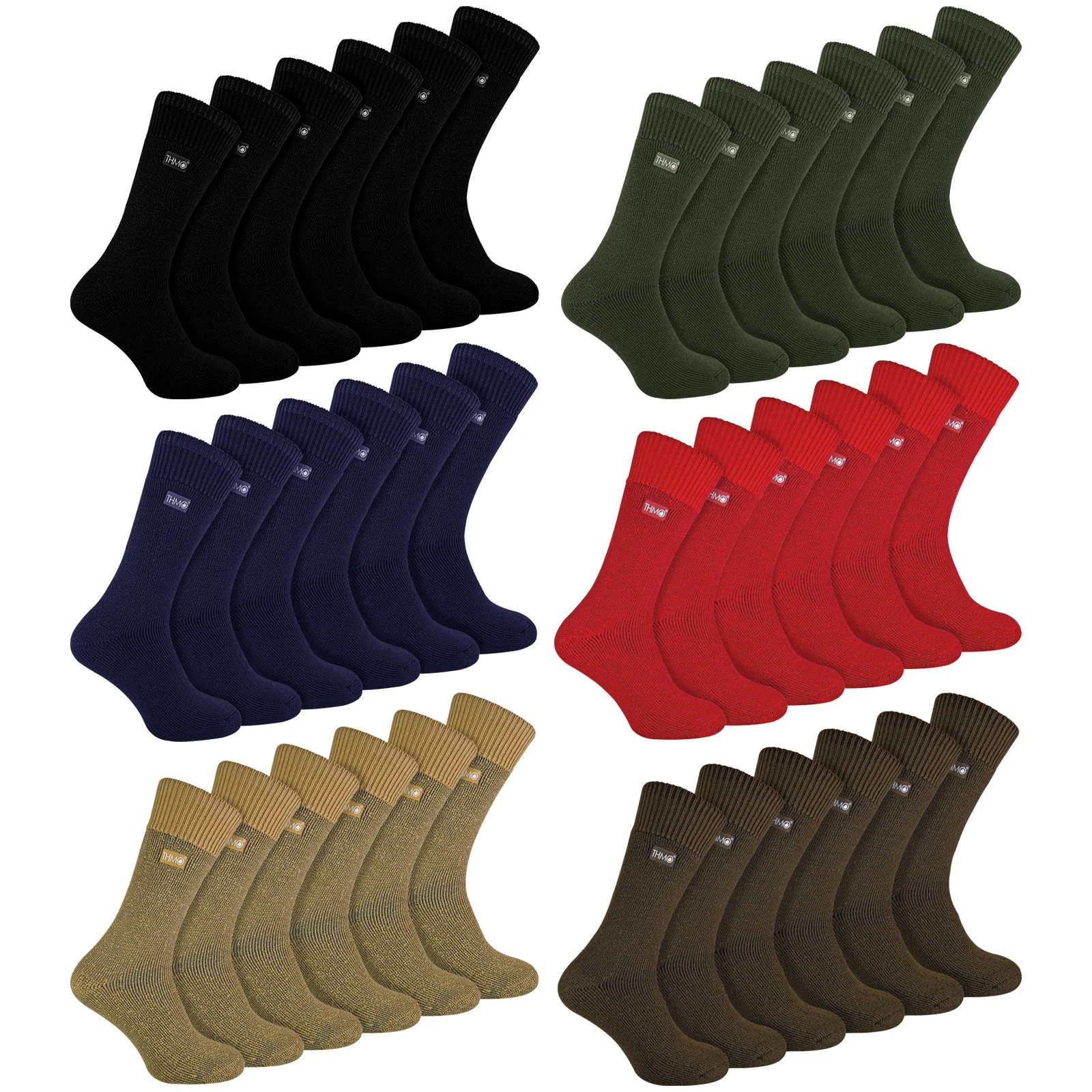 THMO - 6 Pairs Mens Soft Breathable Thermal Socks
