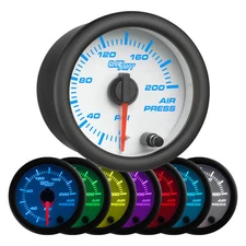 52mm GLOWSHIFT WHITE 7 COLOR 0-200psi AIR PRESSURE GAUGE AIR RIDE BAGS
