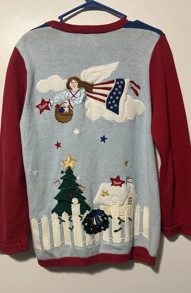 Quacker Factory Size XL Christmas Cardigan Sweater Sequin Snowman Red - Image 4 of 4