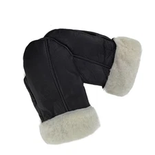 Sheepskin Shearling Mittens – Warm Winter Leather Gloves Men’s/Women’s – Black