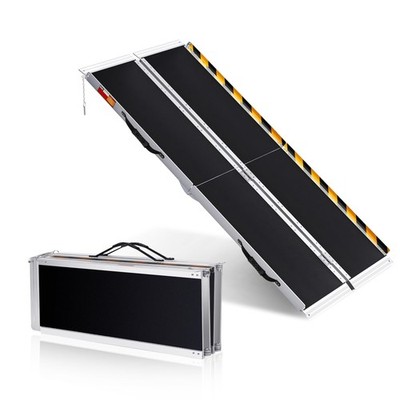 7FT Rollstuhlrampe Alu Antirutsch Schwellenrampe Rampe 2-Fach klappbar 300kg