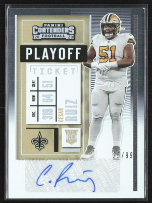 Cesar Ruiz 2020 Panini Contenders Playoff Ticket RC Auto /99 #155 New Orleans