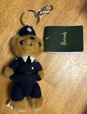 Rare Vintage Harrods Teddy Bear Police Knightsbridge London Plush Keychain 5.5”