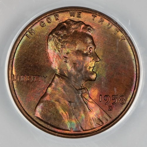 Certified 1958-D Lincoln Cent ANACS MS66 RB Wheat Penny Denver Mint 1c