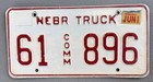 NB Commercial Truck License Plate Nebraska Comm Nebr Lic White Red — photo 1