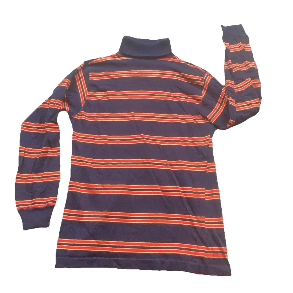 Vintage 1970s Jones NY Striped Turtleneck Shirt Long Sleeve Cotton Men's Large - Image 2 of 4