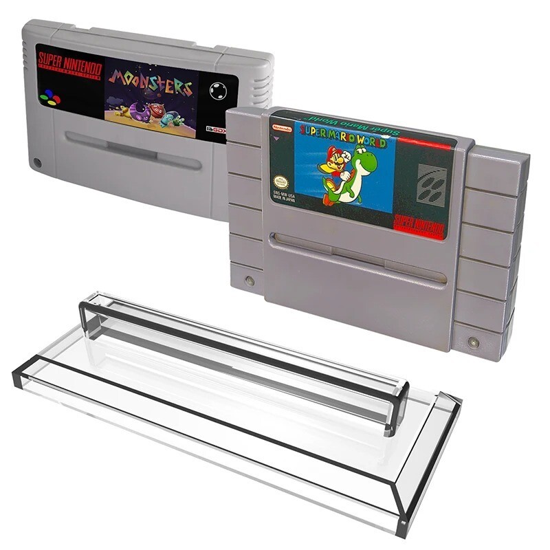 Nintendo SNES Clear Game Card Cartridge Display Stand Cartridge Holder Fits NTS