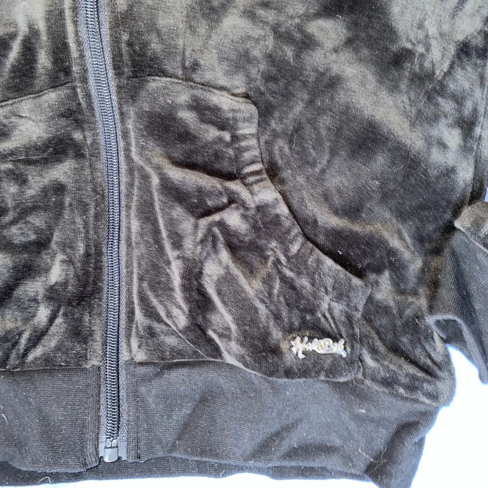 Chaqueta con Capucha Vintage Hale Bob Cremallera Completa Talla XS Terciopelo Negro Y2K De Colección Foto 2 de 4