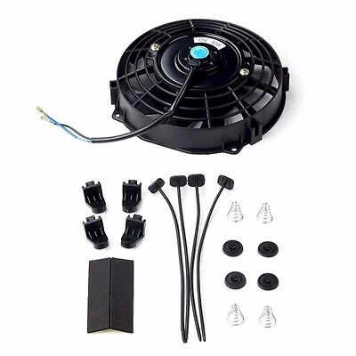 Universal Kit Black 14 inch Slim Fan Push Pull Electric Radiator Cooling 12V 