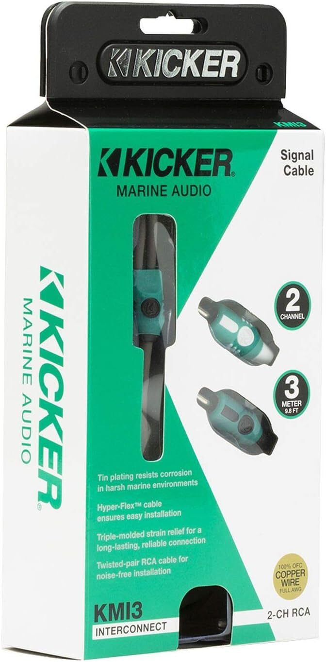 Морской 2-канальный аудиосигнальный кабель OFC RCA длиной 98 футов длиной 3 метра KICKER 47KMI3 KMI3