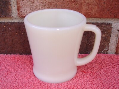 Fire King Oven Ware Coffee Mug Cup Off White Ivory Custard Glass D Handle