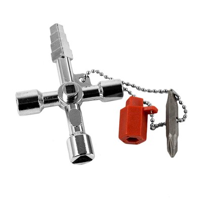 Clé Universelle 5 En 1 Cross/triangle - Pour Armoire électrique, Ascenseur, Train, Porte Sécurisée, Outil De Dépannage