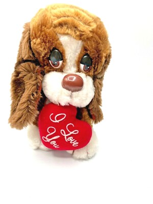 Russ Baxter Valentine I Love You Bassett Puppy Dog Plush Vintage