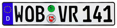 VW Wolfsburg Rear German License Plate (WOB) by Z Plates with Unique Number NEW