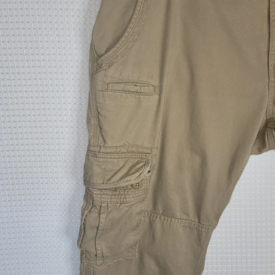 EUC 44/32 Jordan Craig Beige Tactical Cargo Pants 100% Cotton Hem Draw Strings - Image 4 of 4