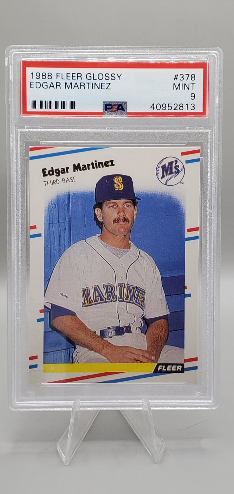1988 Fleer Glossy #378 EDGAR MARTINEZ RC PSA 9 Mint HOF MARINERS 
